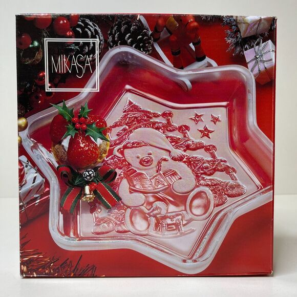Mikasa Christmas Star Teddy Sweet Glass Serving Platter Holiday Tray 9.25” - Picture 8 of 13